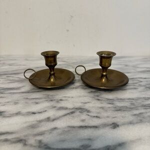 Vintage Brass Candle Holders finger loop